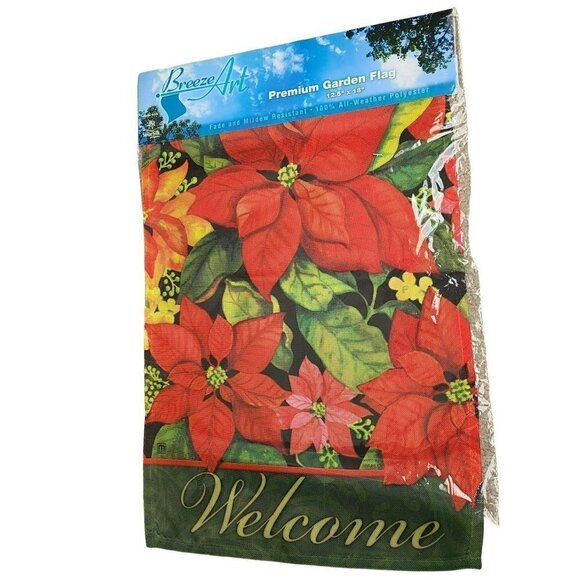 Breeze Art Fall and Christmas Flags 12 x 18 Winget Decor Garden Set of 2 New - Picture 2 of 9